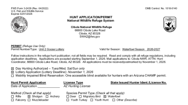 2026-2027 Cibola Hunt Application