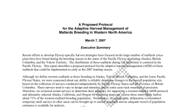 Adaptive Harvest Management Protocol for Western Mallards