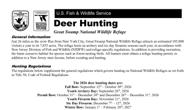 Great Swamp National Wildlife Refuge 2026 Deer Hunt Rules and Regulations