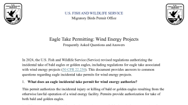 Eagle Take Permitting: Wind Energy Projects FAQs