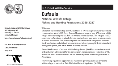 2026-27 Eufaula NWR Hunting & Fishing Regulations