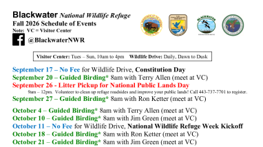Blackwater NWR 2026 Events Calendar