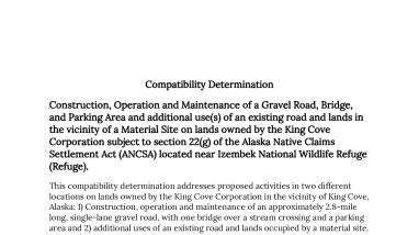 Final Compatibility Determination for Road Construction on ANCSA Lands