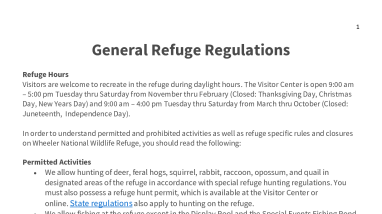 Wheeler NWR - General Refuge Regulations 080626