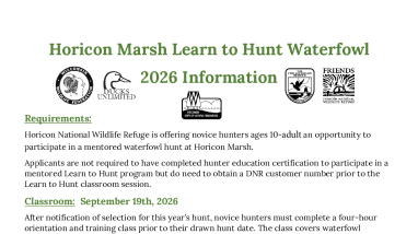 Horicon Marsh Learn to Hunt Waterfowl Application 2026
