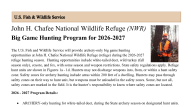 2026-27 John H. Chafee NWR Big Game Hunt Info Sheet