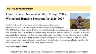 2026-27 John H. Chafee NWR Waterfowl Hunt Info Sheet