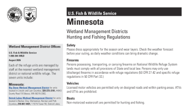 Minnesota Wetland Management District Hunting and Fishing Brochure 2026