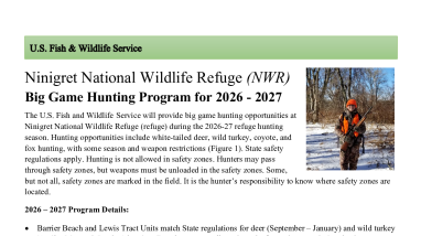 2026-27 Ninigret NWR Hunt Info Sheet