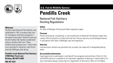 Pendills Creek National Fish Hatchery Hunting Brochure