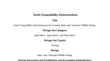 Draft Compatibility Determination: Ruby Lake National Wildlife Refuge