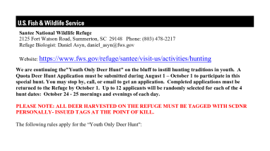 2026 youth hunt supplemental document