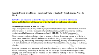 Specific Permit Tier 1 Standard Conditions - Wind Energy