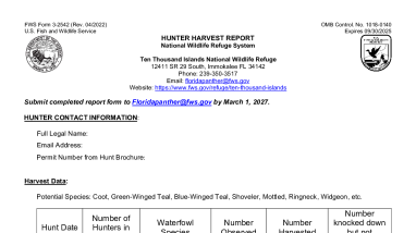Hunter Harvest Report Form 2026-2027 Season