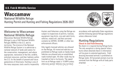Waccamaw NWR Hunt Permit and Hunting and Fishing Regulations 2026-2027
