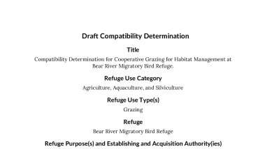 Bear River Migratory Bird Refuge Grazing Draft Compatibility Determination