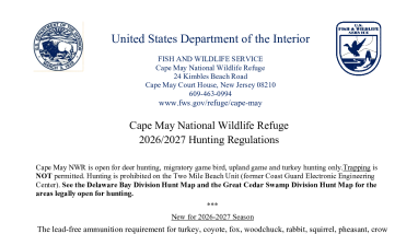 Cape May Hunting Regulations 2026-27
