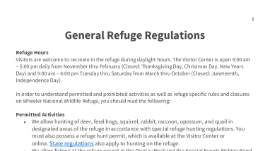 Wheeler NWR - General Refuge Regulations 090526