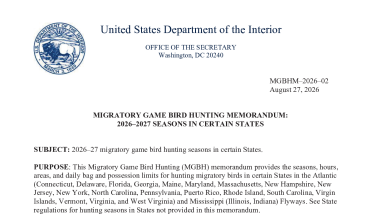 MGBH Memorandum —Seasons for Certain States