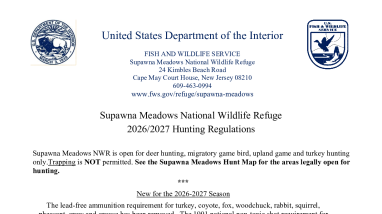 Supawna Meadows NWR Hunting Regulations 2026-27