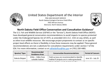 North Dakota Conservation and Consultation Guidance