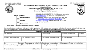 3-200-14 Application for Bald or Golden Eagle Exhibition