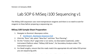 Lab Standard Operating Procedure 6 MiSeq i100 Sequencing v1