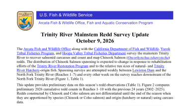 Trinity River Mainstem Redd Survey Update - October 9, 2026