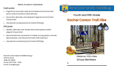 Rachel Carson NWR Grade 4-5 Teacher Led Trail Hike Guide
