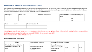 APPENDIX D: Bridge/Structure Assessment Form
