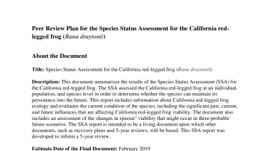 Species Status Assessment for the California red-legged frog	