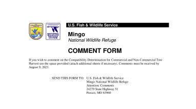 Comment Form for Compatibility Determination for Commercial and Non-Commercial Tree Harvest