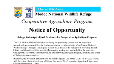 2023 Modoc NWR Cooperative Agriculture Opportunity Application