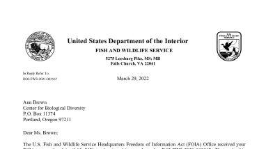 DOI-FWS-2021-003567 1st Interim Letter