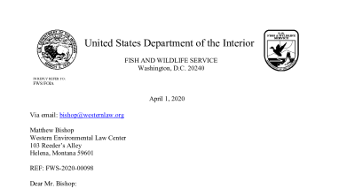 FWS-2020-00098 and Response Letter