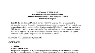 Africa Regional Program Project Summaries 2015