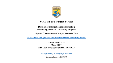 Species Conservation Catalyst Fund - FY24 Songbirds NOFO - FAQs (Updated on October 20, 2023)