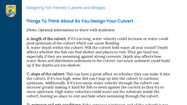 Fish Need to Move! Culvert design