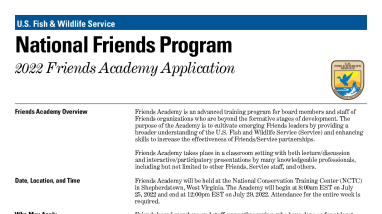 Friends Academy application 2022