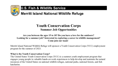 Merritt Island NWR YCC Opportunity 2023