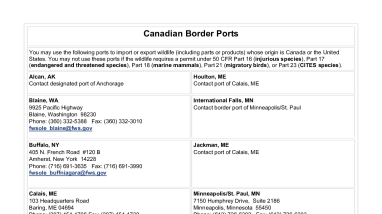 Commercial Wildlife Trade - Canadian Border Ports
