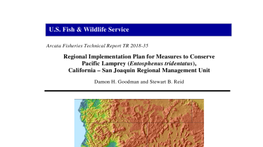 Regional Implementation Plan for Measures to Conserve Pacific Lamprey (Entosphenus tridentatus), California – San Joaquin Regional Management Unit