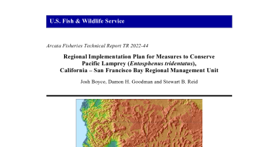 Regional Implementation Plan for Measures to Conserve Pacific Lamprey (Entosphenus tridentatus), California – San Francisco Bay Regional Management Unit
