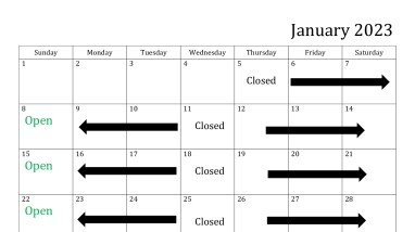 Patuxent Lake Allen Schedule January 2023