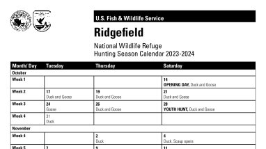 Ridgefield NWR Hunt 2023-24 Calendar