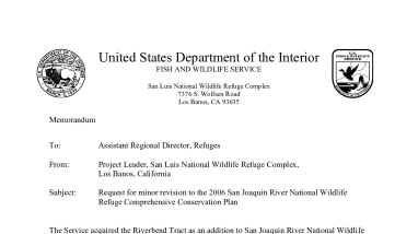 San Joaquin River NWR CCP Draft Minor Revision