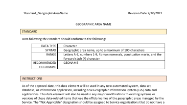 Geographic Area Name Data Standard