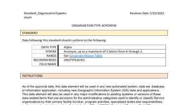 Organization Type Acronym Data Standard