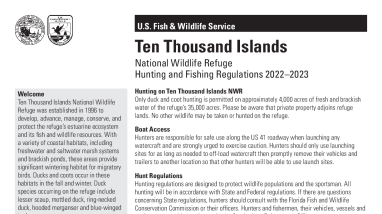 Ten Thousand Islands National Wildlife Refuge Hunting and Fishing Regulations 2022–2023