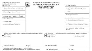Wildlife Shipments - Declaration Form 3-177 | FWS.gov